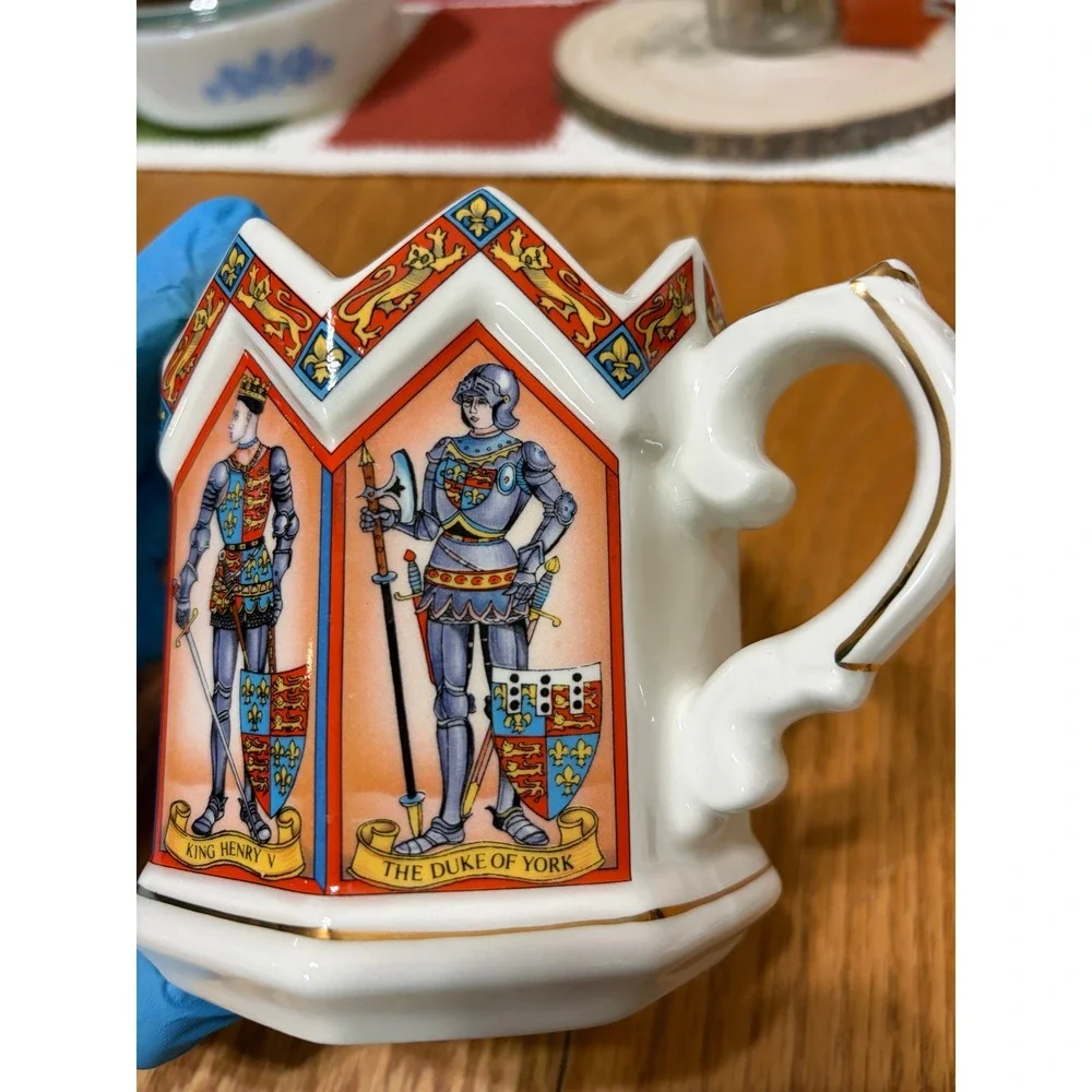 Medieval History Knights Castle Teapot King Henry V Earl of Warwick Gold Gilt